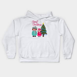 Merry Christmas from a couple of chibies Kids Hoodie